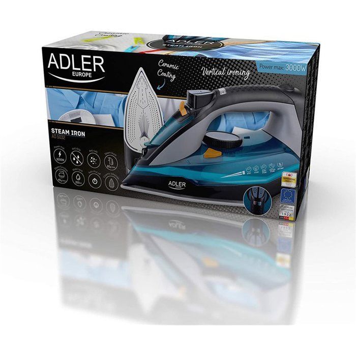 Fer à repasser vapeur - ADLER - AD5032 - 3000 W - Semelle céramique - Arrêt automatique