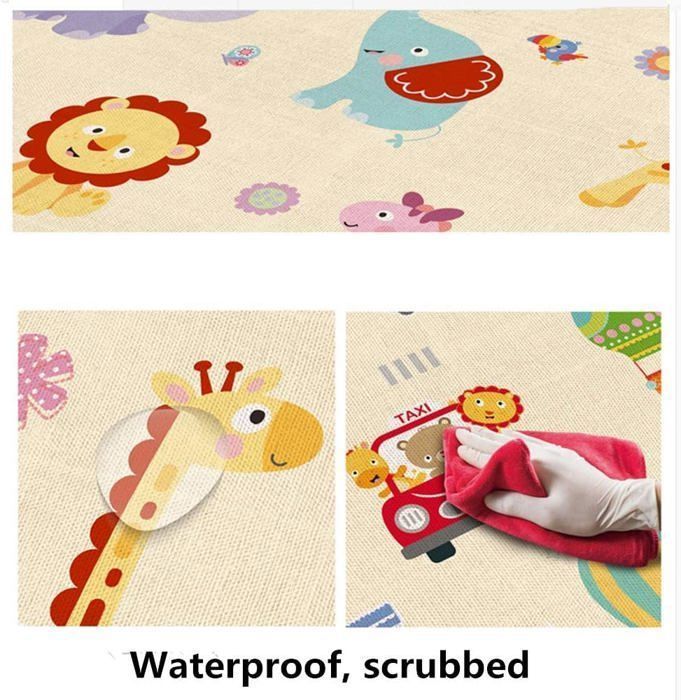 Tapis de Jeu pour Enfant Bebe 180x100x1cm Tapis de Sol Epais Pliable Reversible - Imperméable Double Face - Tapis d'éveil pour Bébé