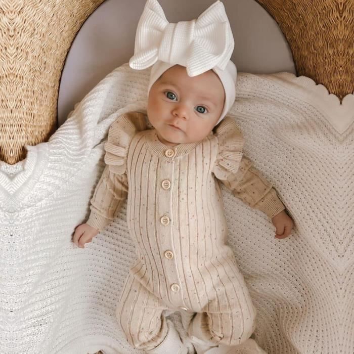 Pijama de bebé - FUNMOON - Pelele de punto - Color beige - Para niñas - Recién nacidas