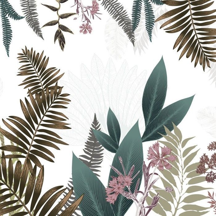 Crédence adhésive pour salle de bain en PVC floral vert 140x30 cm (en 2 bandeaux) - 99DECO
