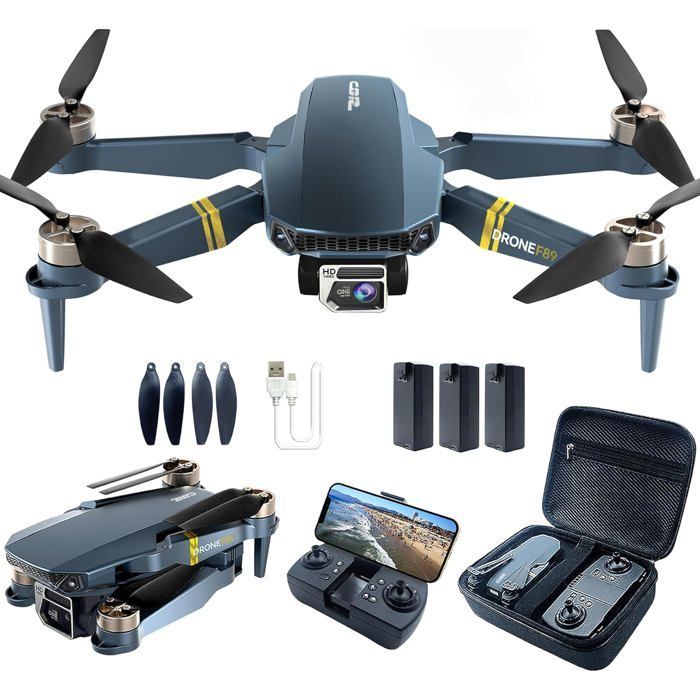 Dron plegable TRAHOO - Modelo para principiantes - Alcance de 800 m - Cámara 4K HD - Motor sin escobillas