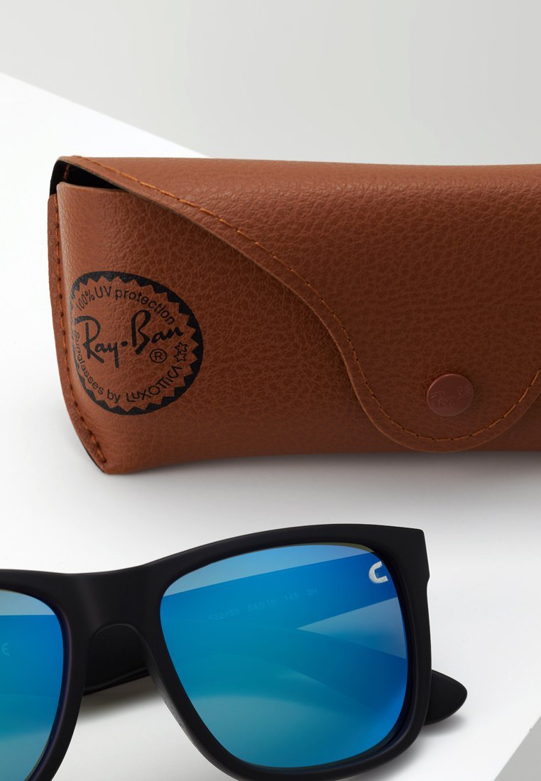 Ray-Ban JUSTIN - Zonnebril - zwart/groen/spiegelblauw