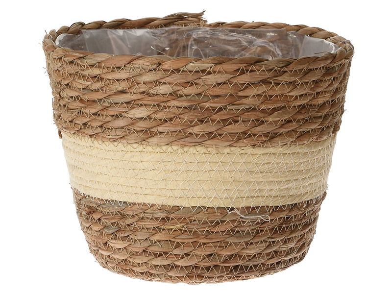 Doniczka z trawy morskiej 14 cm brązowo-beżowa