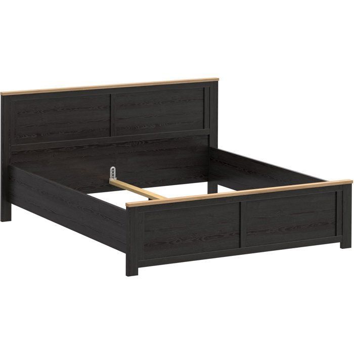 Lit adulte King Size - BOHOL - 180 x 200 cm - Décor Chêne / Noir
