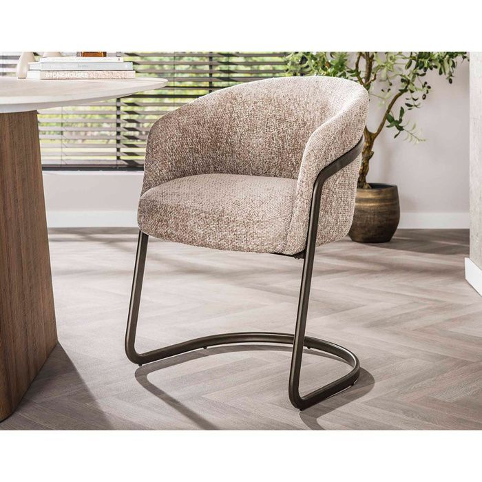 Teo - lot de 2 chaises - pieds en métal - en tissu texturé - Sable
