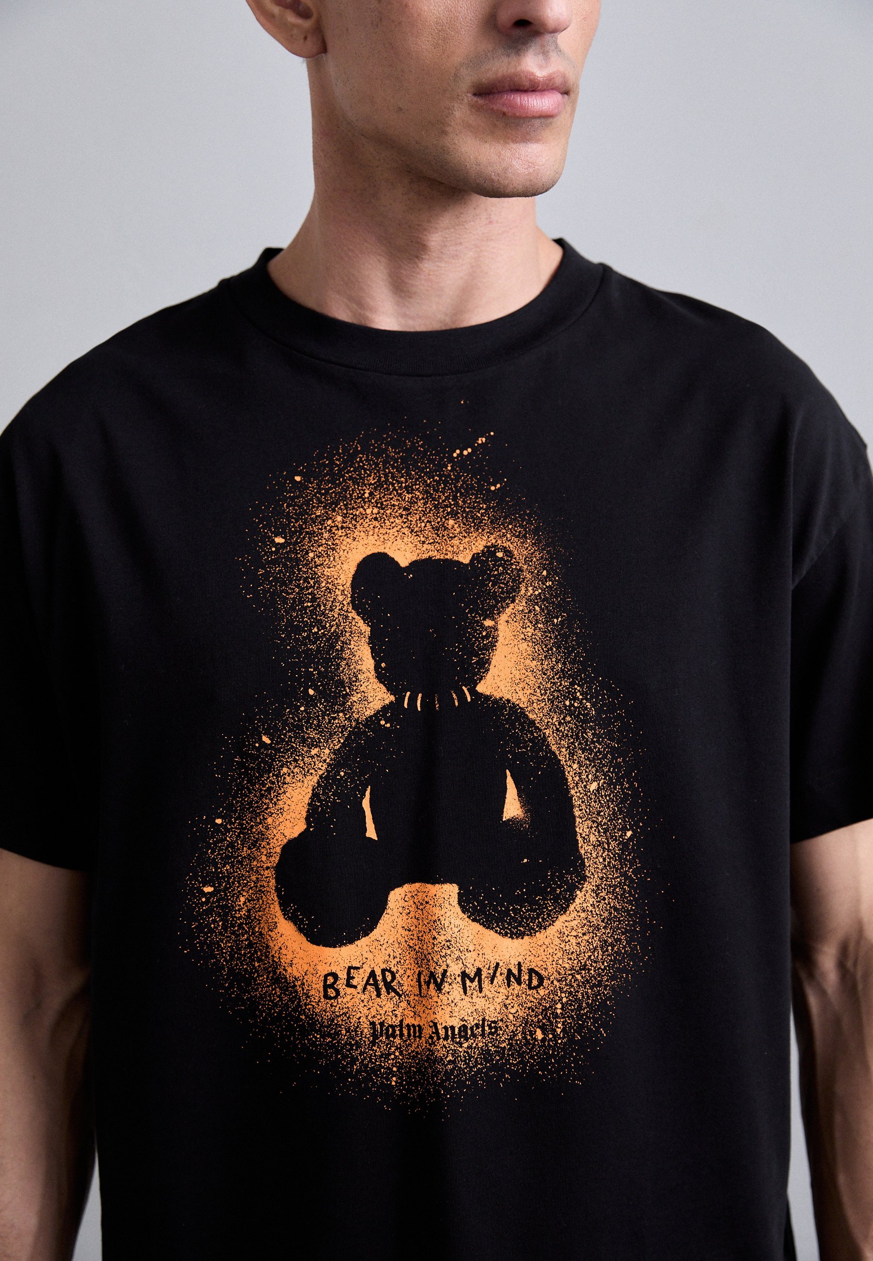 Palm Angels SPRAY BEAR REG T-shirt - T-shirt met print - zwart/oranje