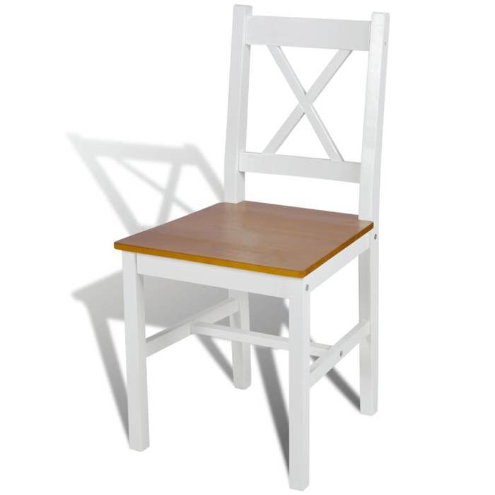 Conjunto de 4 cadeiras de jantar em branco e madeira natural 241513