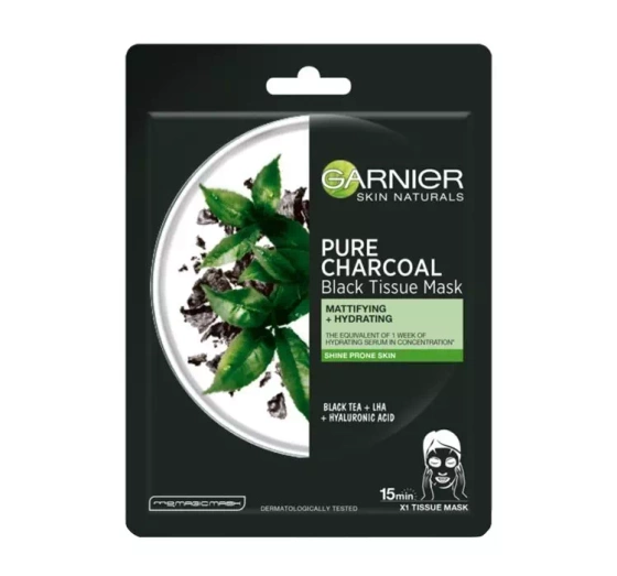 Garnier Pure Charcoal maseczka na tkaninie skóra błyszcząca 1 sztuka