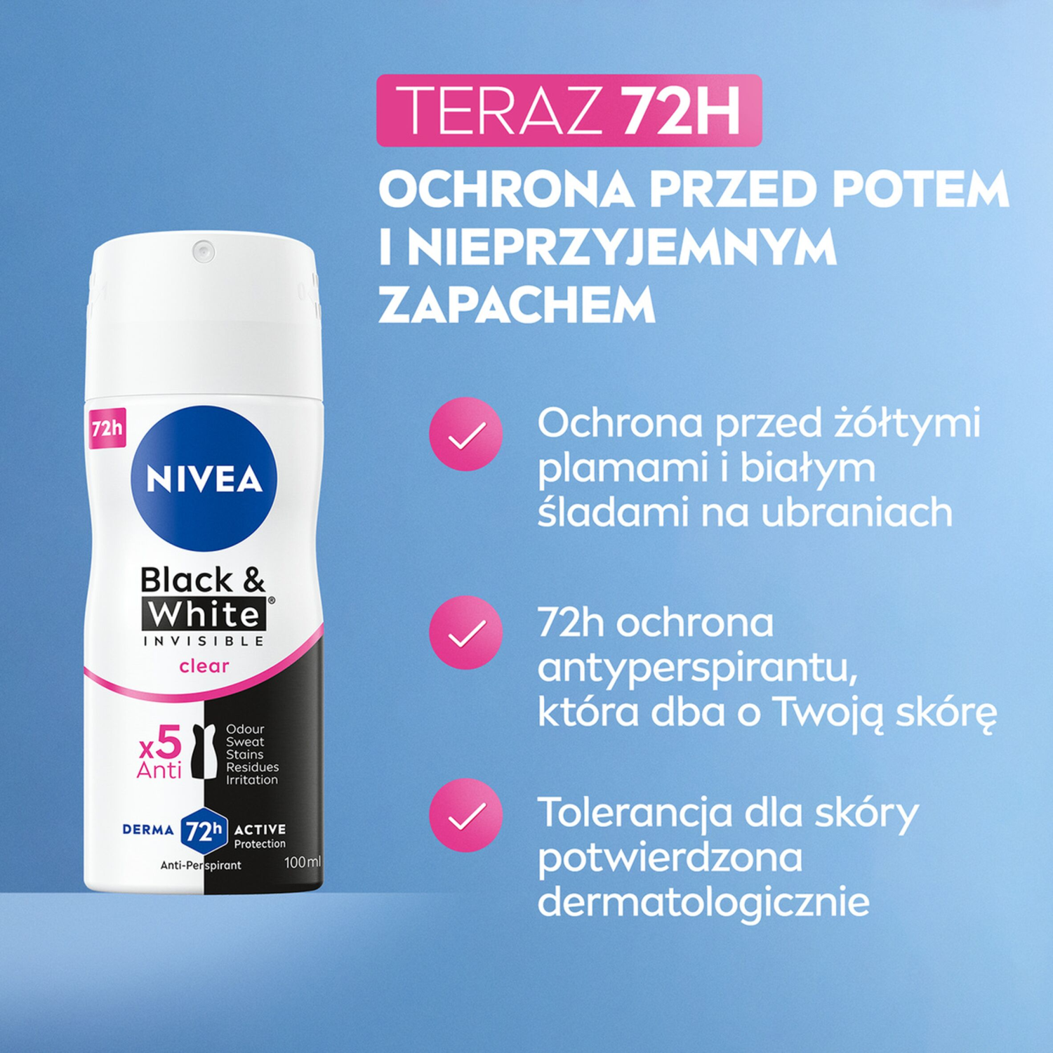 Spray antitraspirante Nivea da donna 100 ml, invisibile e trasparente