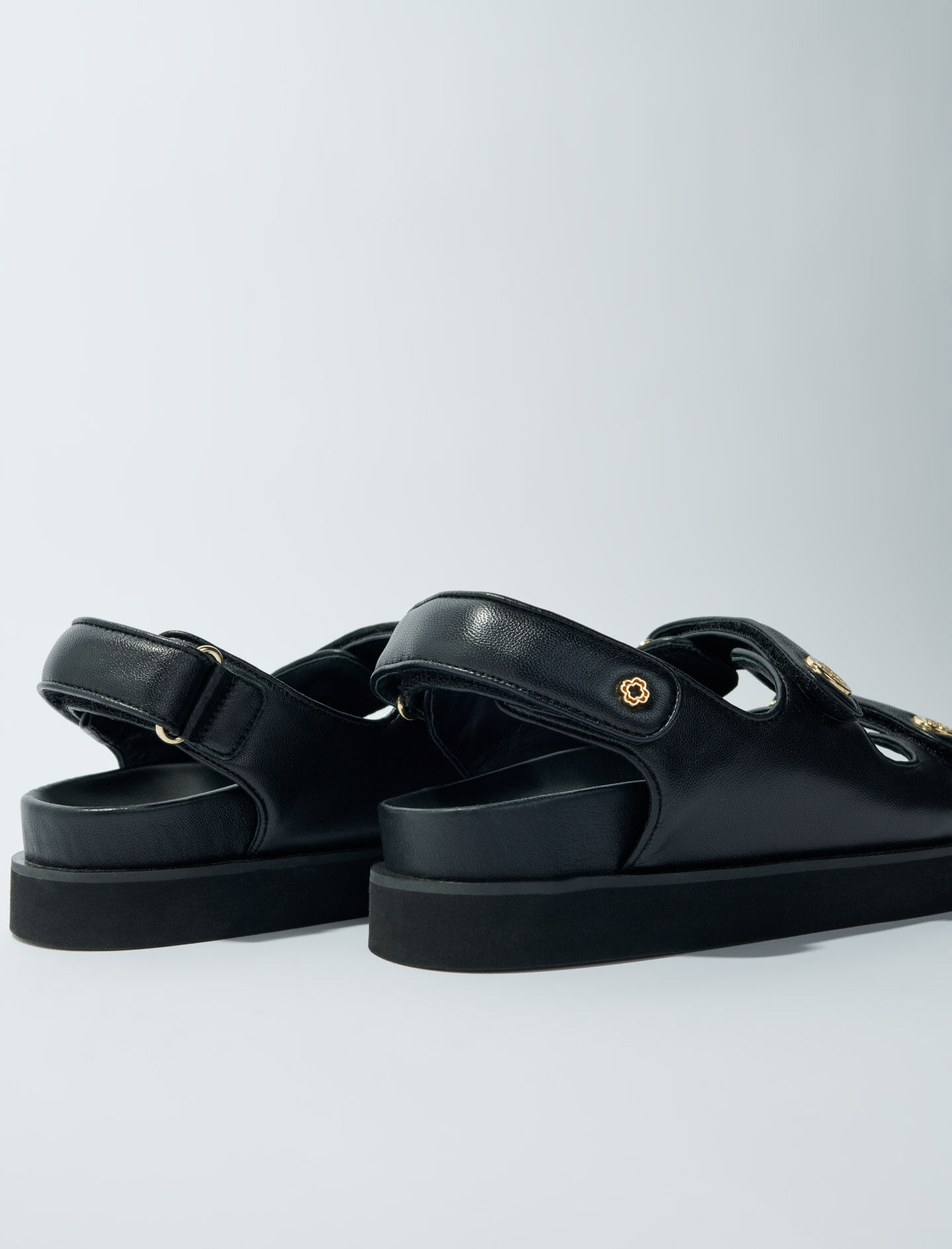 Sandale plate din piele - Negre