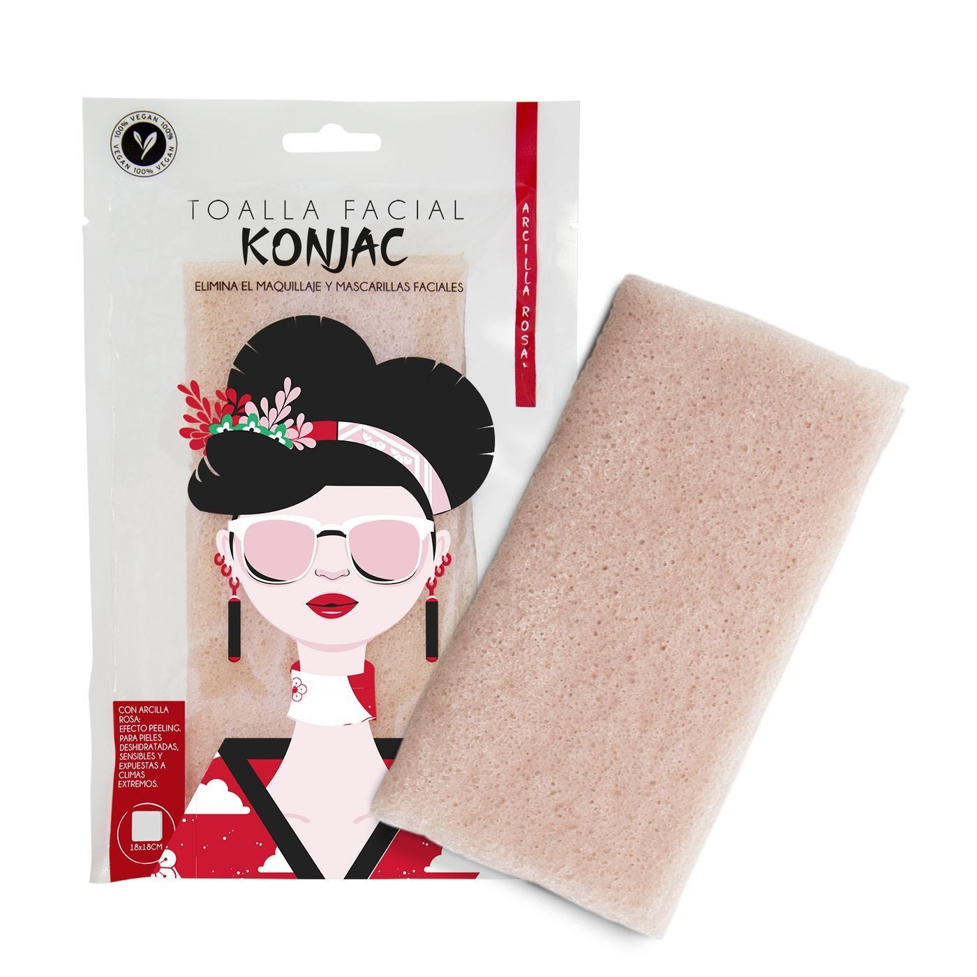 Ručnik za lice od ružičaste gline konjac Piling za lice