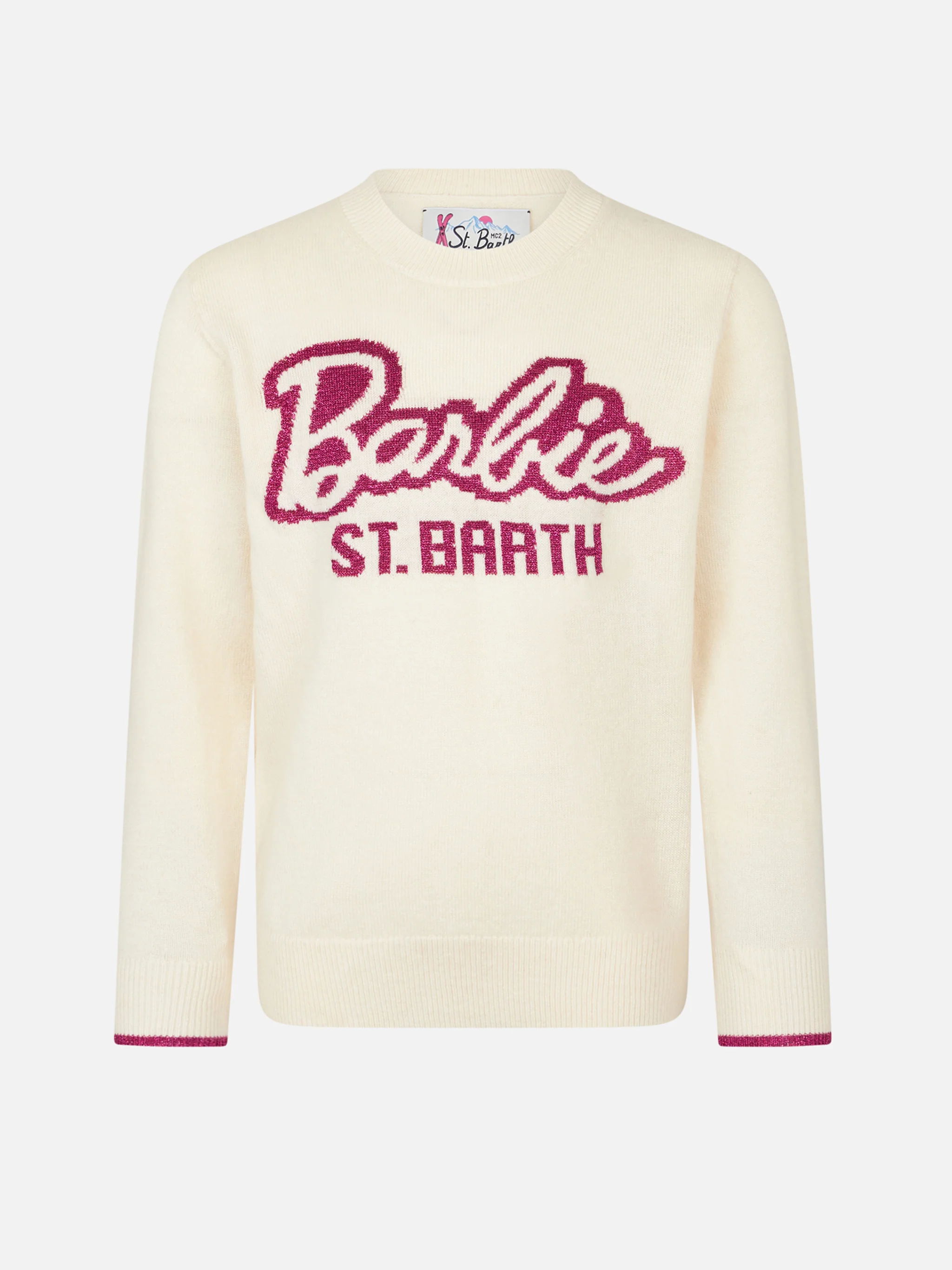 Maglione da bambina a girocollo bianco con stampa Barbie | EDIZIONE SP