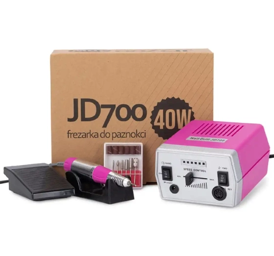 FREZARKA DO MANICURE I PEDICURE JD700 40W RÓŻOWA   ZESTAW FREZÓW