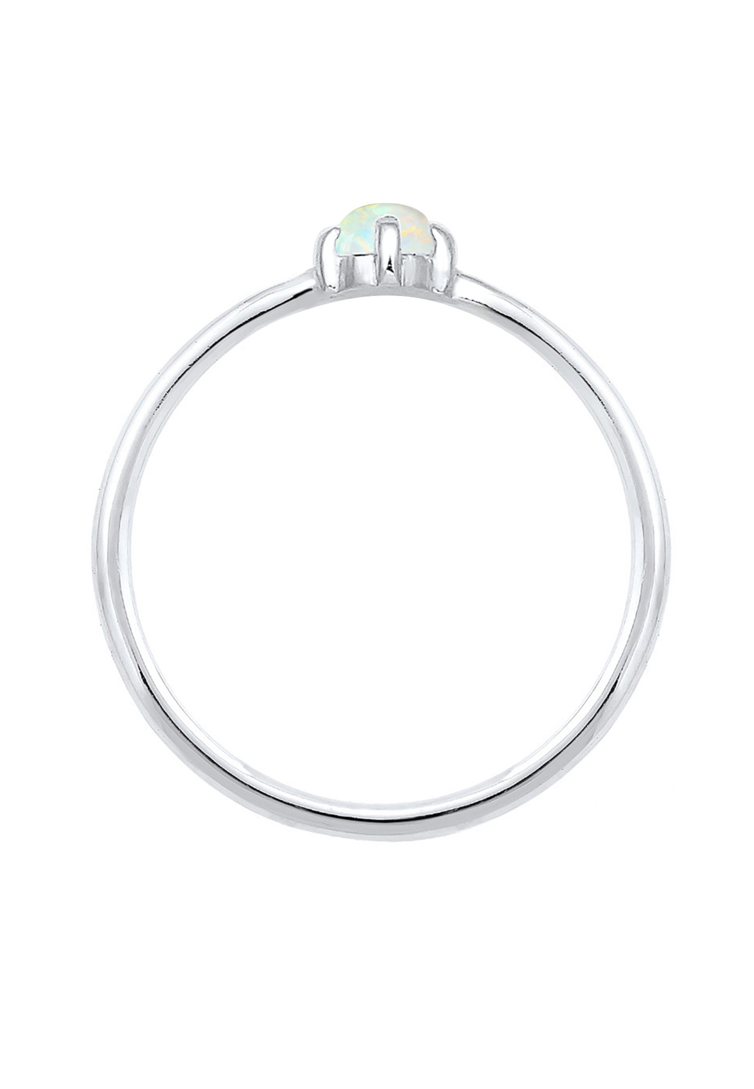 Elli Femmes Bande Basique Géo avec Opale Synthétique en Argent Sterling 925