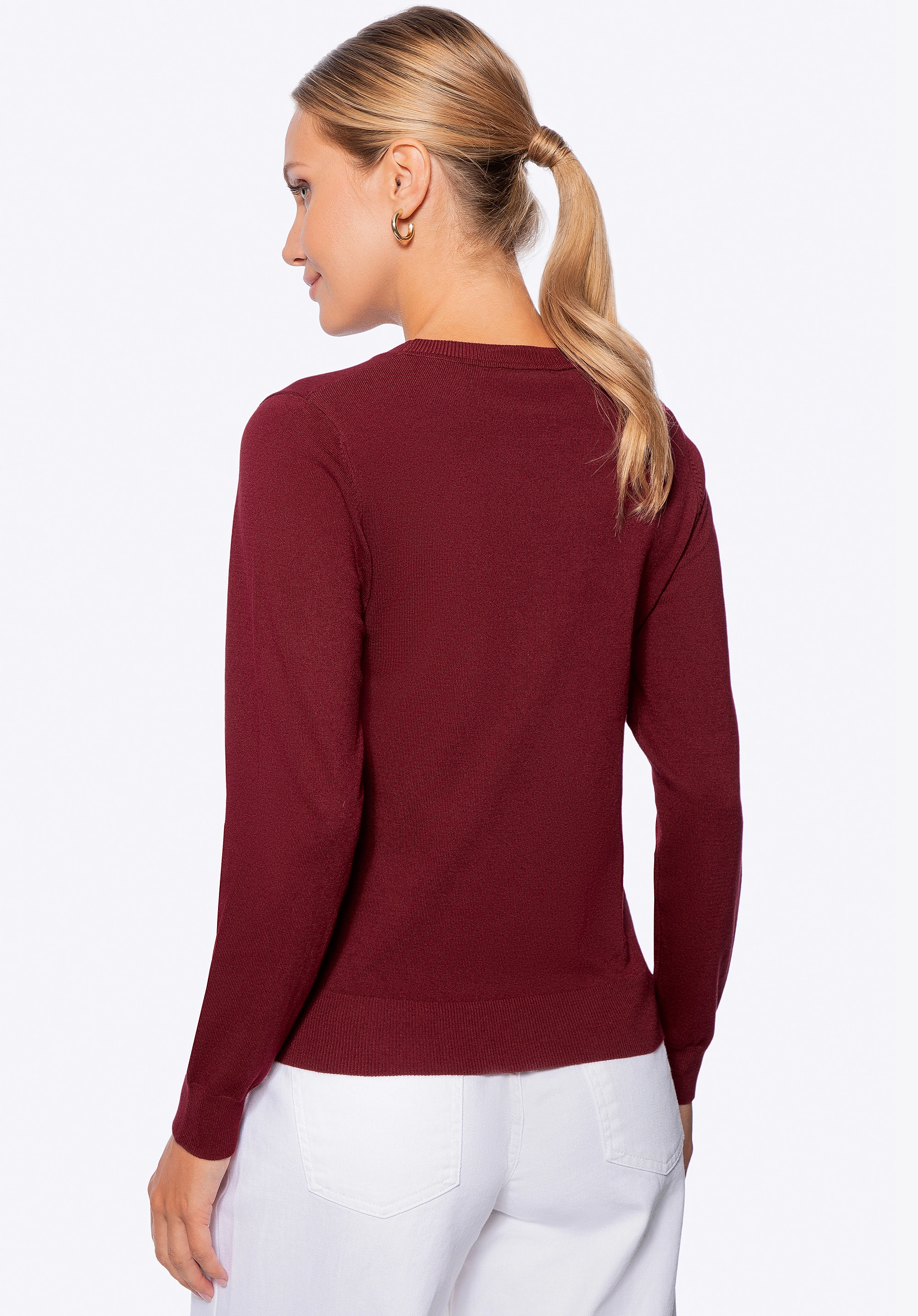 Sweter damski klasyczny bordowy