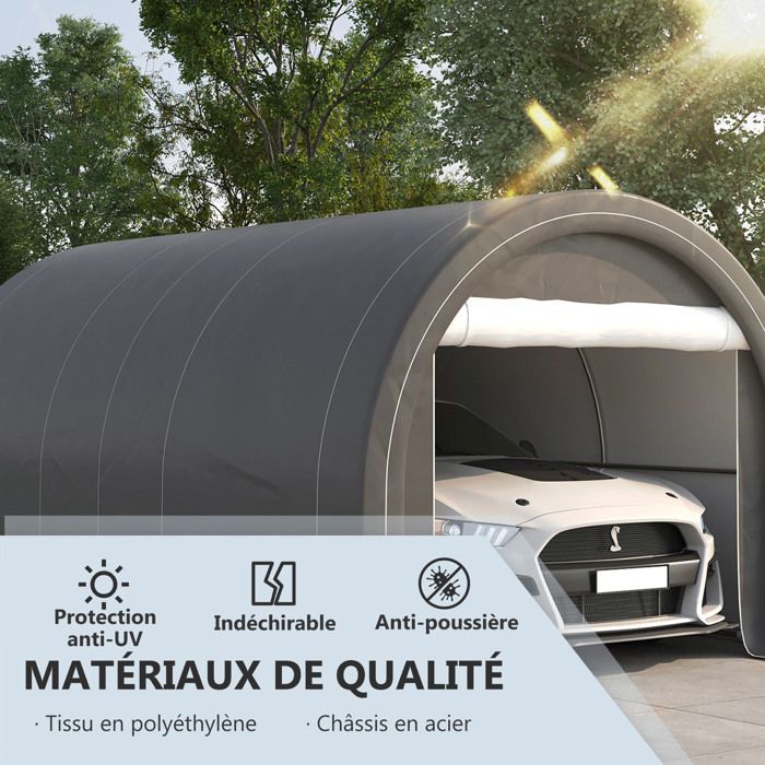 Outsunny - Carport - PE - 500x300x240cm - Gris