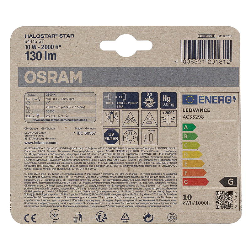 Osram Halogenlampa 145 lm 2-pack G4