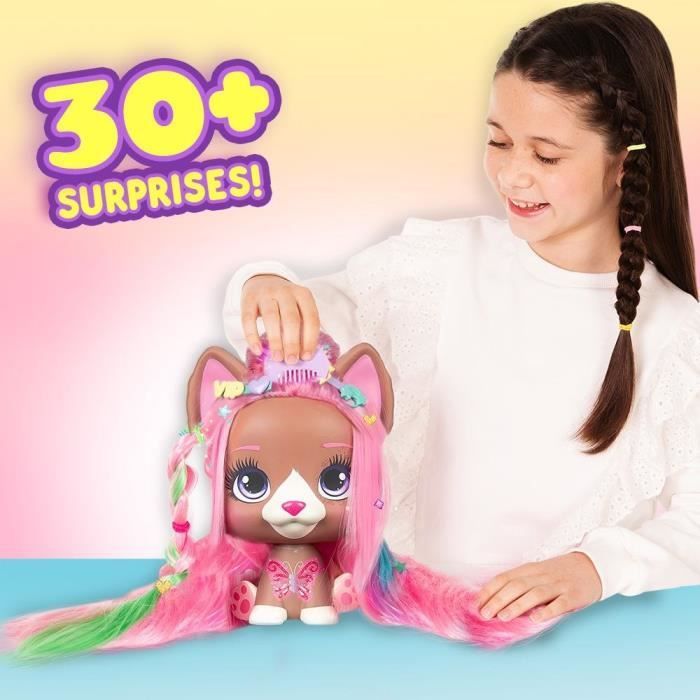 Tête à coiffer Mega VIP Pets - Cheveux de 43 cm - 30 accessoires inclus