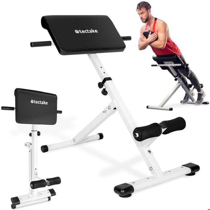 Banco de pesas - TECTAKE - Máquina de ejercicios para espalda y abdominales COLEMAN - Negro/Blanco