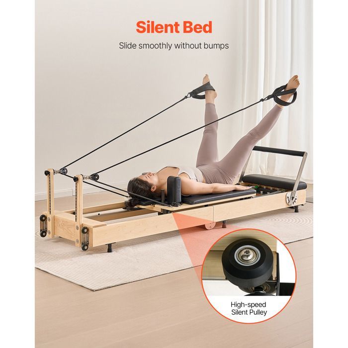 Duoku Reformer Pilates pieghevole in legno - Portata 181,44 kg - Attrezzatura per allenamento yoga - con doppia resistenza