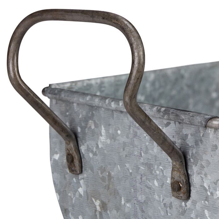 Juego de 2 macetas decorativas de metal zinc para balcón y canaleta, color plata.