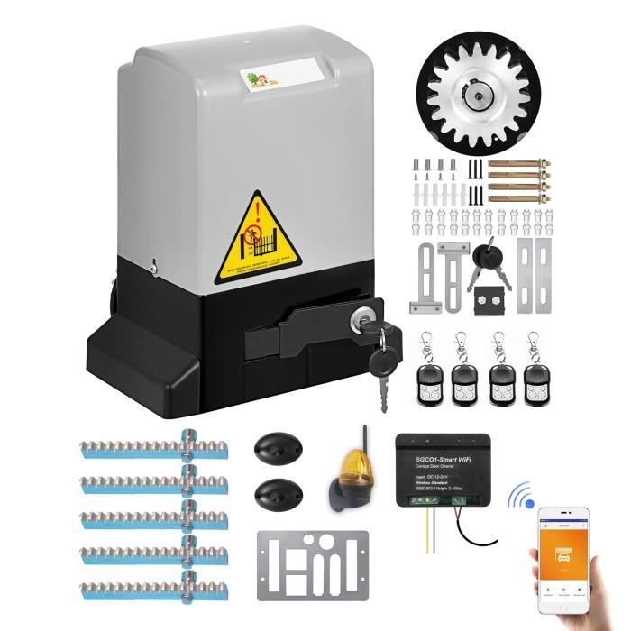 Kit Motorisation Portail Coulissant - GALO - 600 kg - WIFI - 4 Télécommandes - Feu à LED