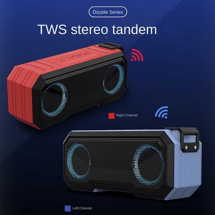 Tragbarer Bluetooth-Lautsprecher, wasserdicht nach IPX7, 12 Stunden Akkulaufzeit, 360°-Stereo-Lautsprecher, LED-Anzeige, FM-Radio, Powerbank, TF-Kartensteckplatz, USB-Anschluss