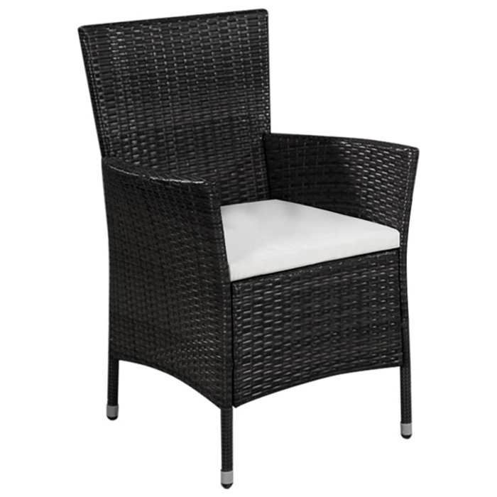 Ensemble de bistro en résine tressée - BURKE - Noir - Blanc crème - Résine tressée - Cadre en acier - 41x41x42 cm