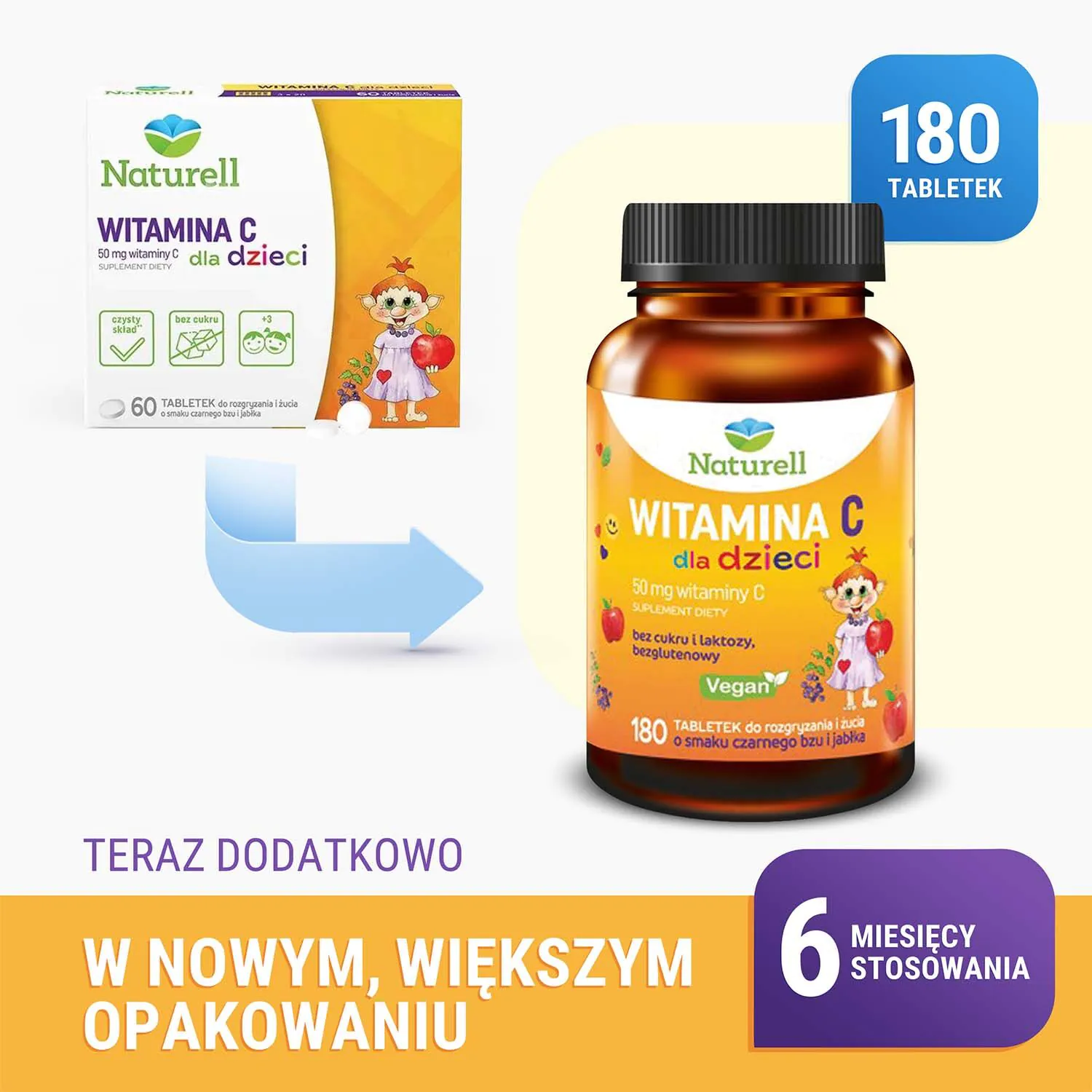 Naturell Witamina C dla dzieci 180 tabletek