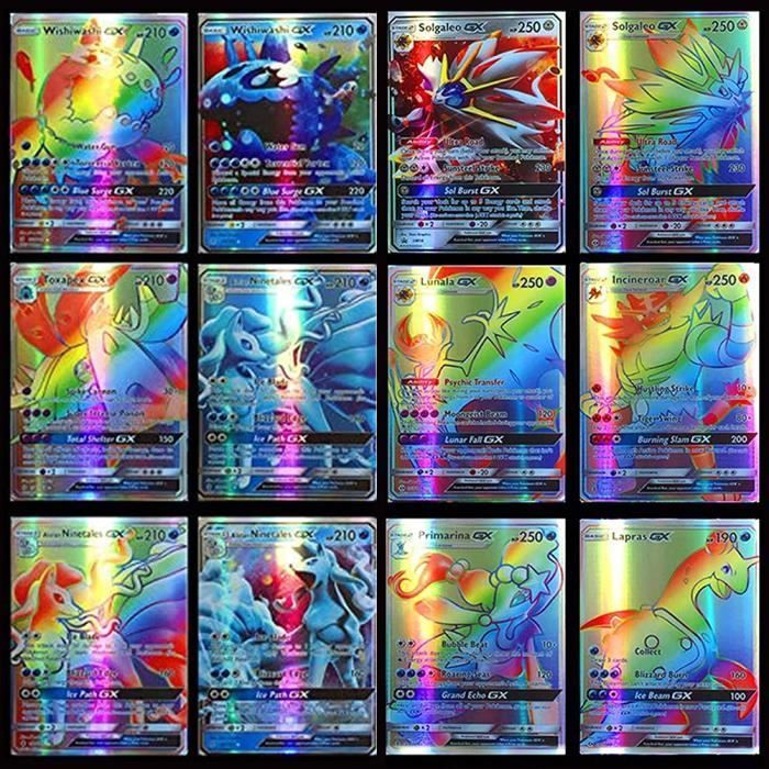Cartes Pokemon à Collectionner GX, Ensemble de 100 pièces Cartes Pokemon Cartes Pokemon GX Cartes Mega Flash pour Enfants