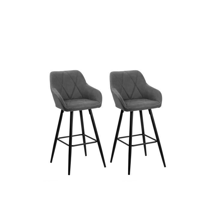 Juego de 2 taburetes de bar DARIEN grises - BELIANI - Contemporáneo - Con reposabrazos - Patas de metal