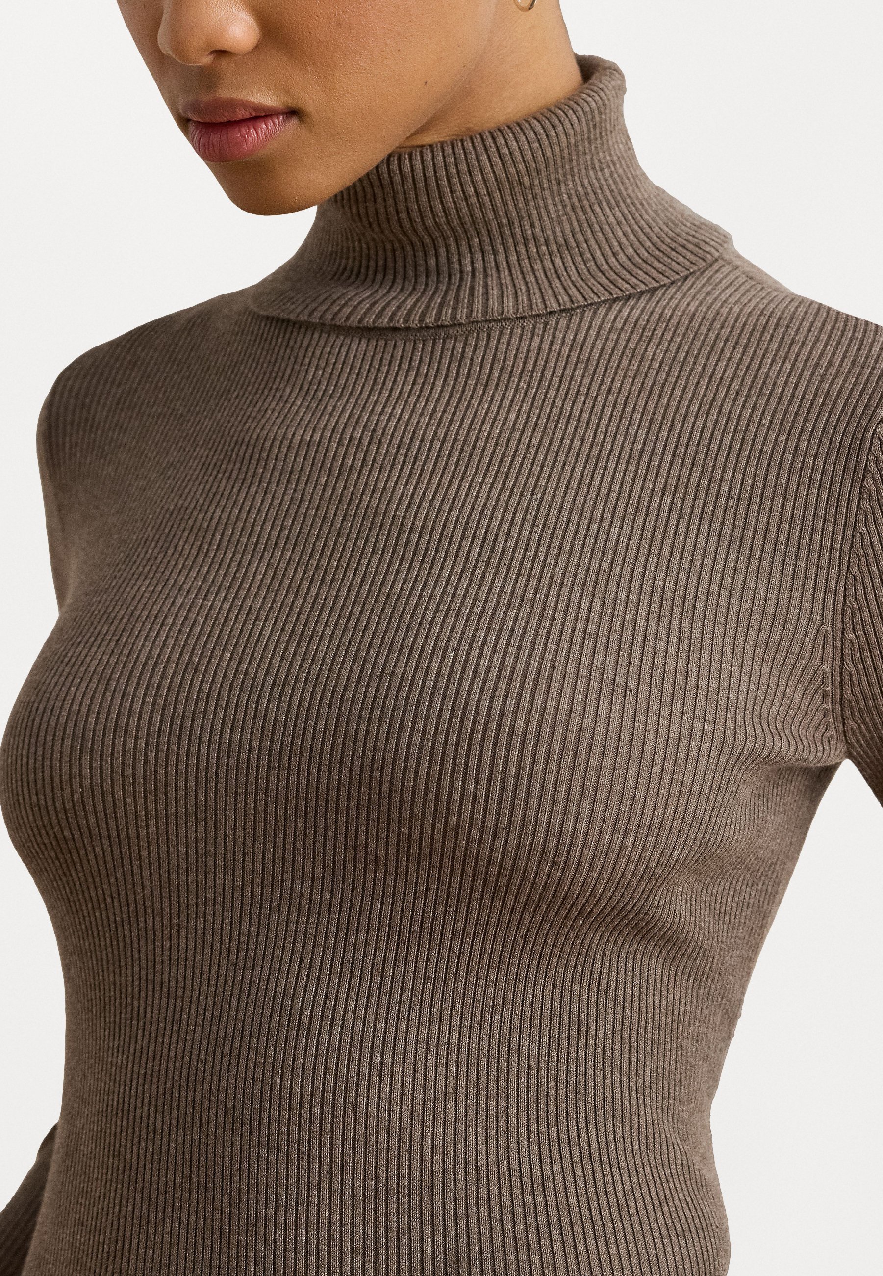 Maglione a collo alto in maglia a coste Lauren Ralph Lauren - Maglione - marrone tortora mélange