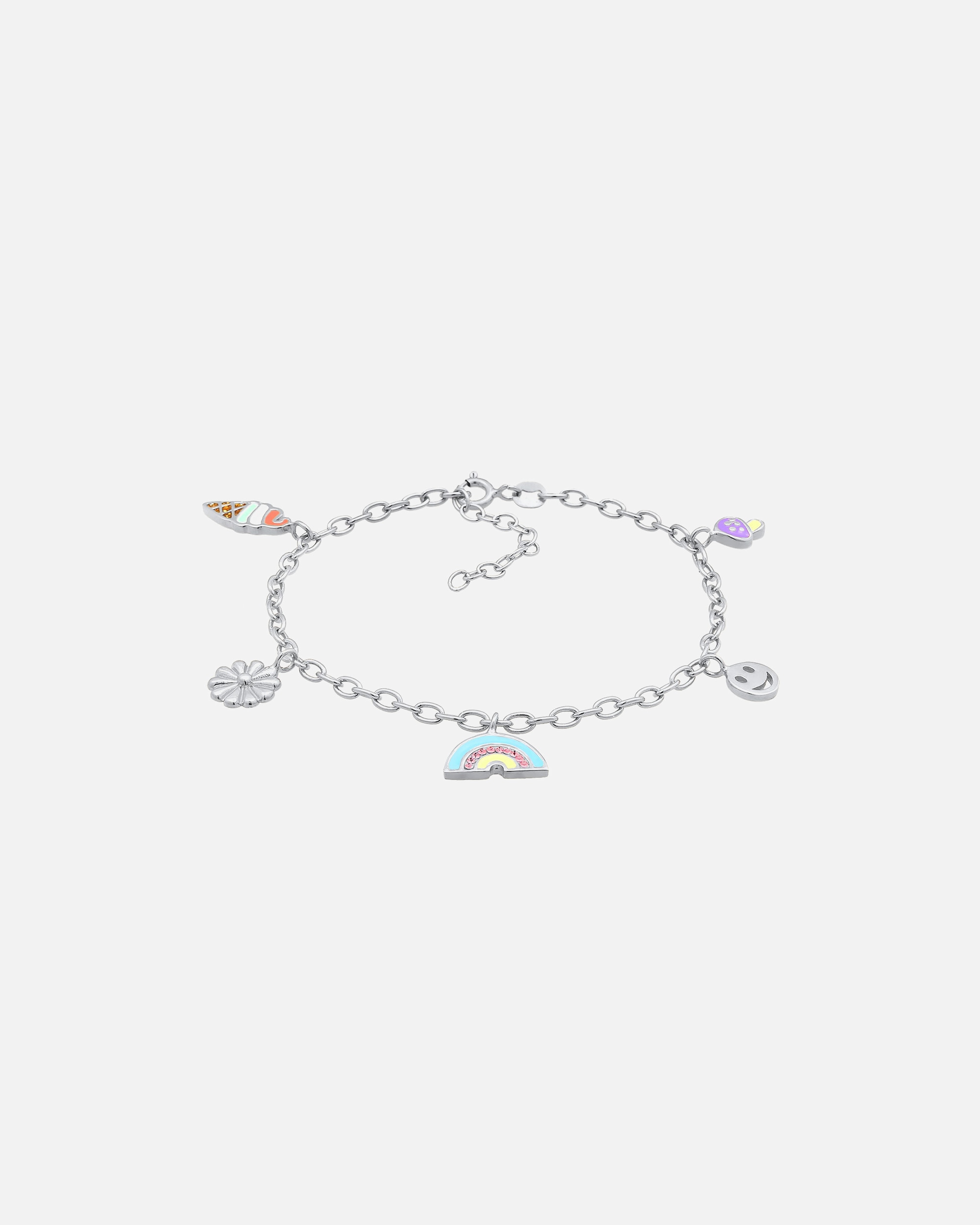 Elli Femmes avec Smiling face Fleur champignon Pendentif avec émail et cristal de verre en argent sterling 925