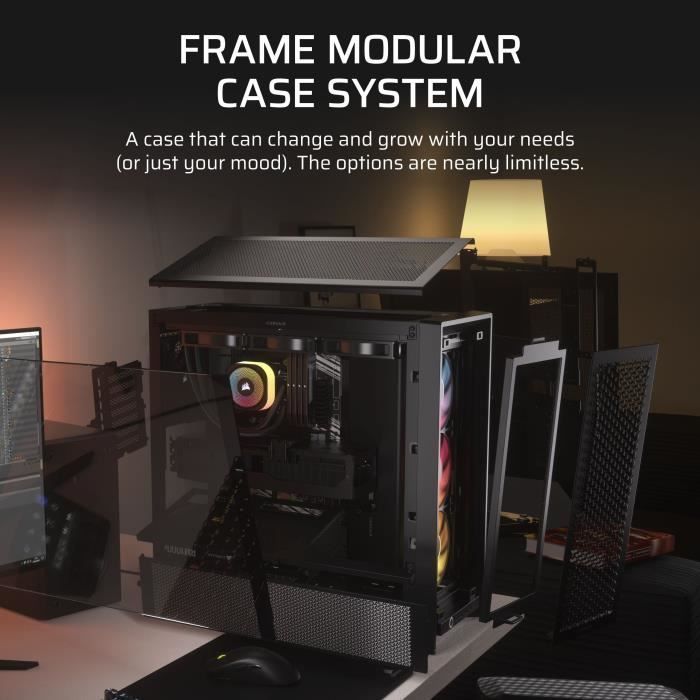 Boîtier ATX - CORSAIR - FRAME 4000D RS ARGB - Modulaire - 3 Ventilateurs ARGB Préinstallés - Débit d'air Élevé