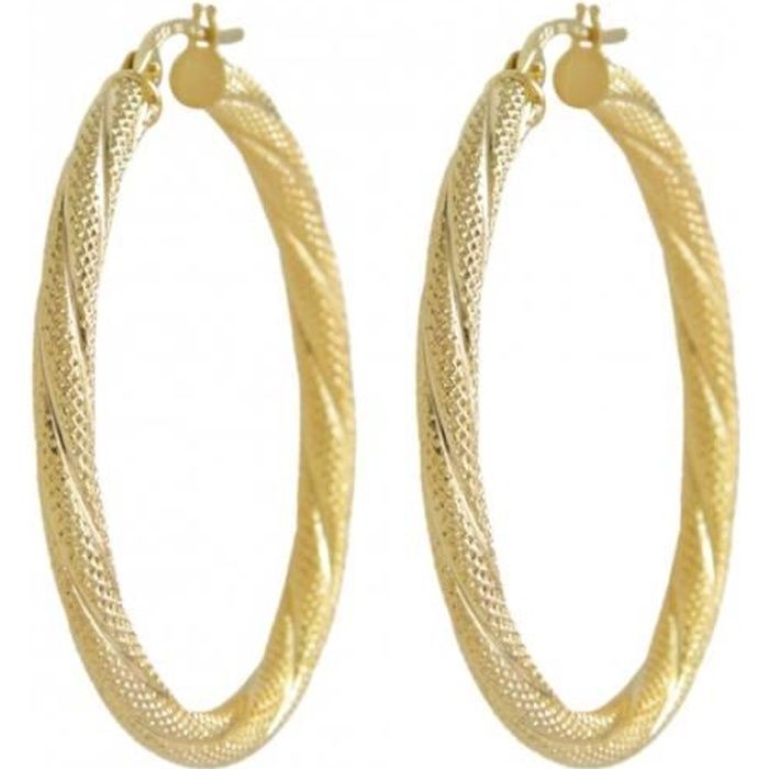 Pendientes de aro - L'ATELIER D'AZUR - Oro amarillo 375/000 - Diámetro 2 cm - Peso 1,30 g