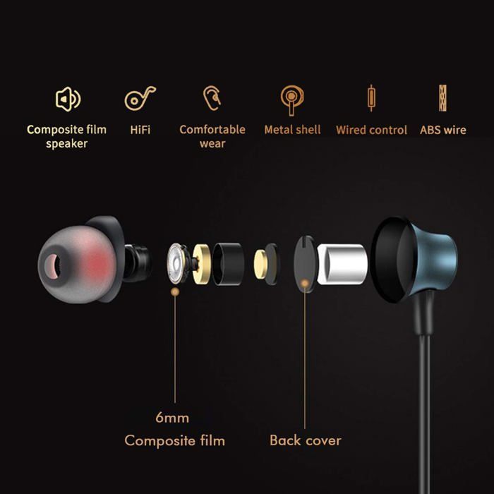 Écouteur Bluetooth sans Fil et IPX5, Sport Intra-auriculaire avec Microphone HD Couleur Bleu