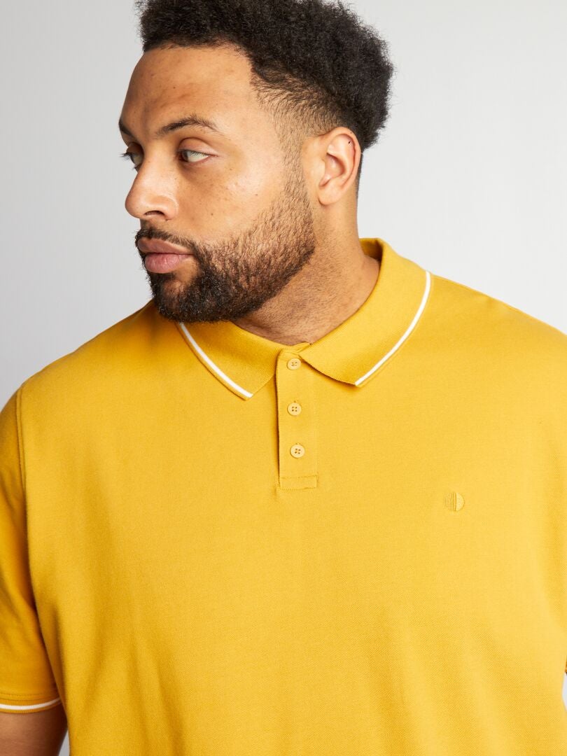 Camisa polo de algodão contrastante - AMARELA