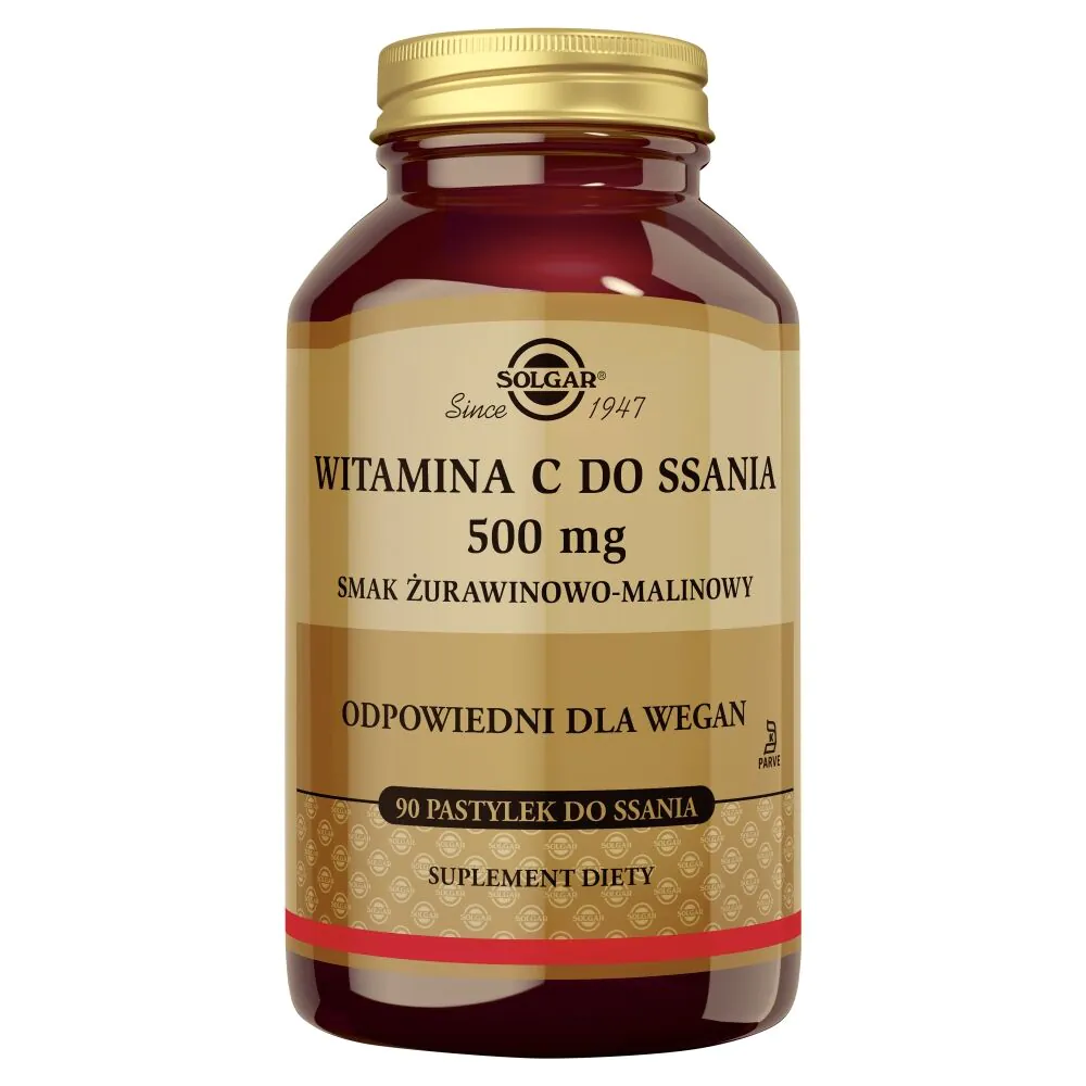 Solgar Witamina C 500 mg smak żurawina/malina pastylki do ssania