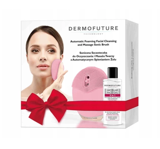 Dermofuture soniczna szczoteczka z automatycznym spienianiem różowa   żel micelarny 150ml