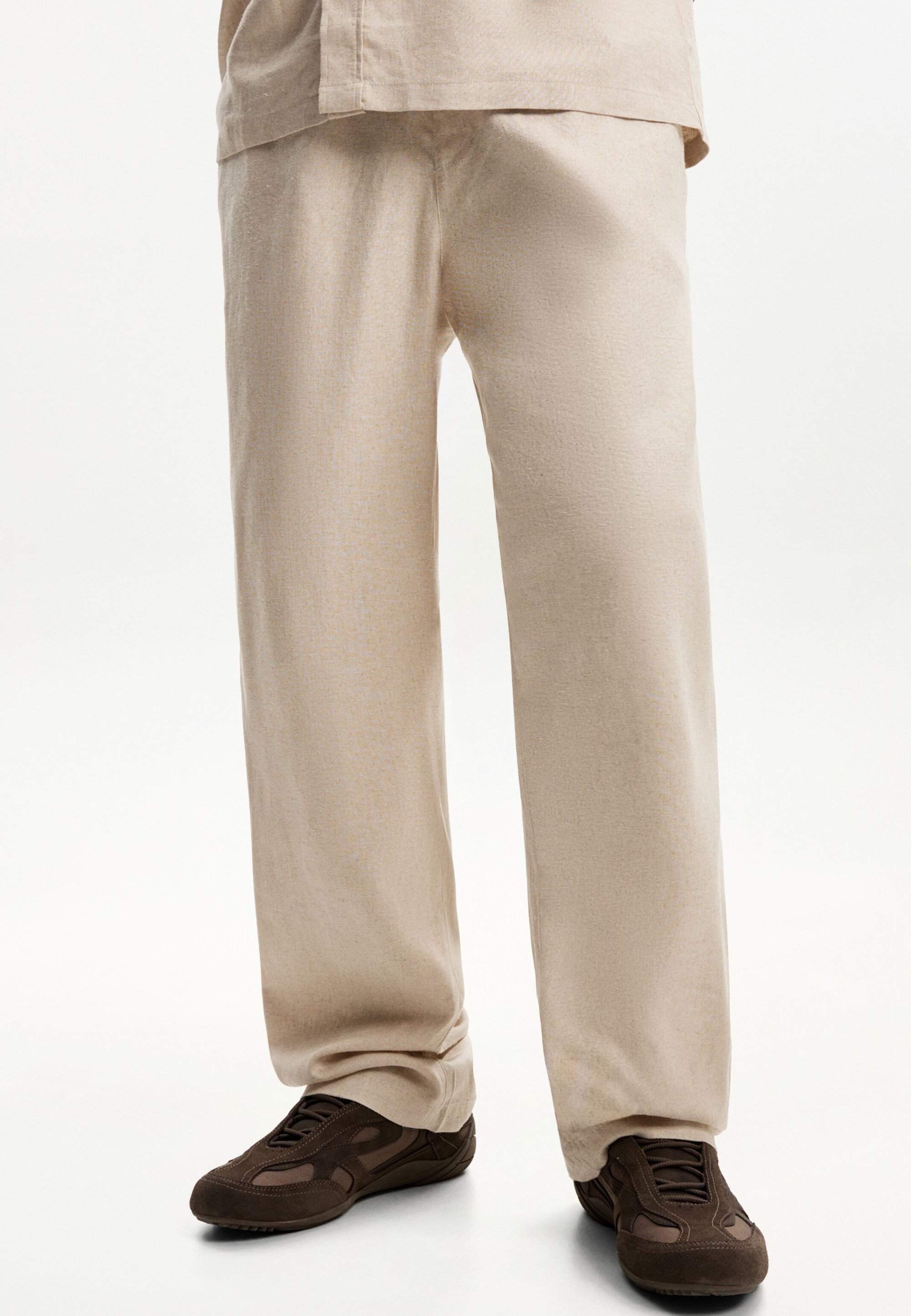 Camicia Bershka in misto lino - color sabbia