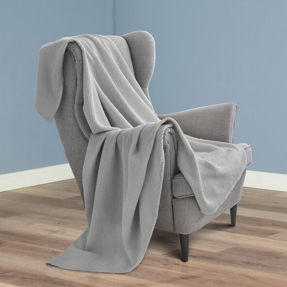 Cotton blanket piqué, 150 x 210 cm, light grey