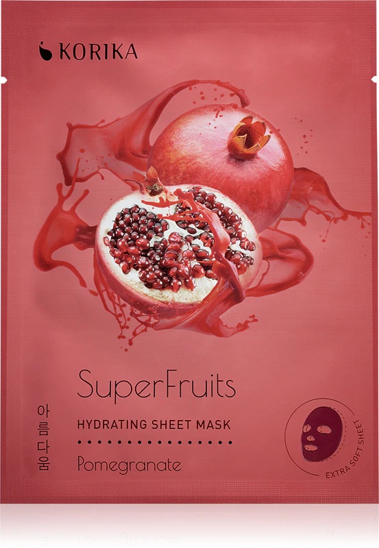 KORIKA SuperFruits Нар - Сет од 5 хидратантних маски за лице, сет маски за лице по сниженој цени са хидратантним ефектом нара
