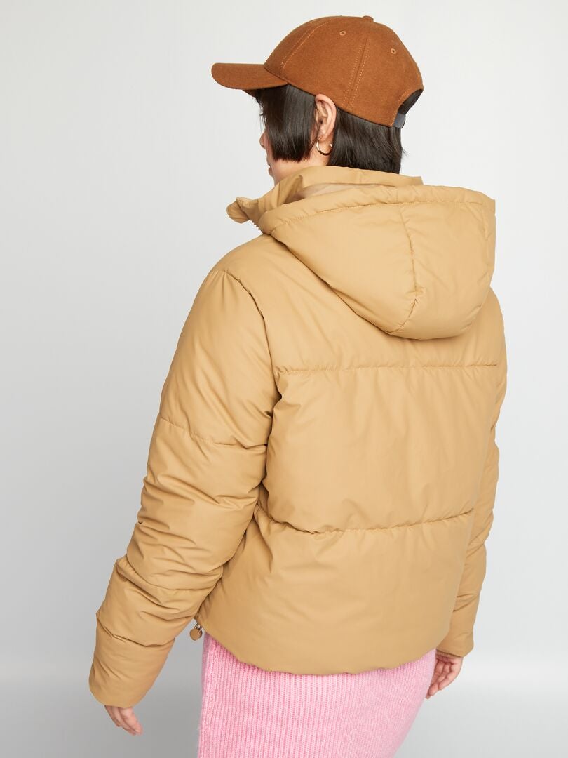 Chaqueta corta de plumas con forro polar - BEIGE