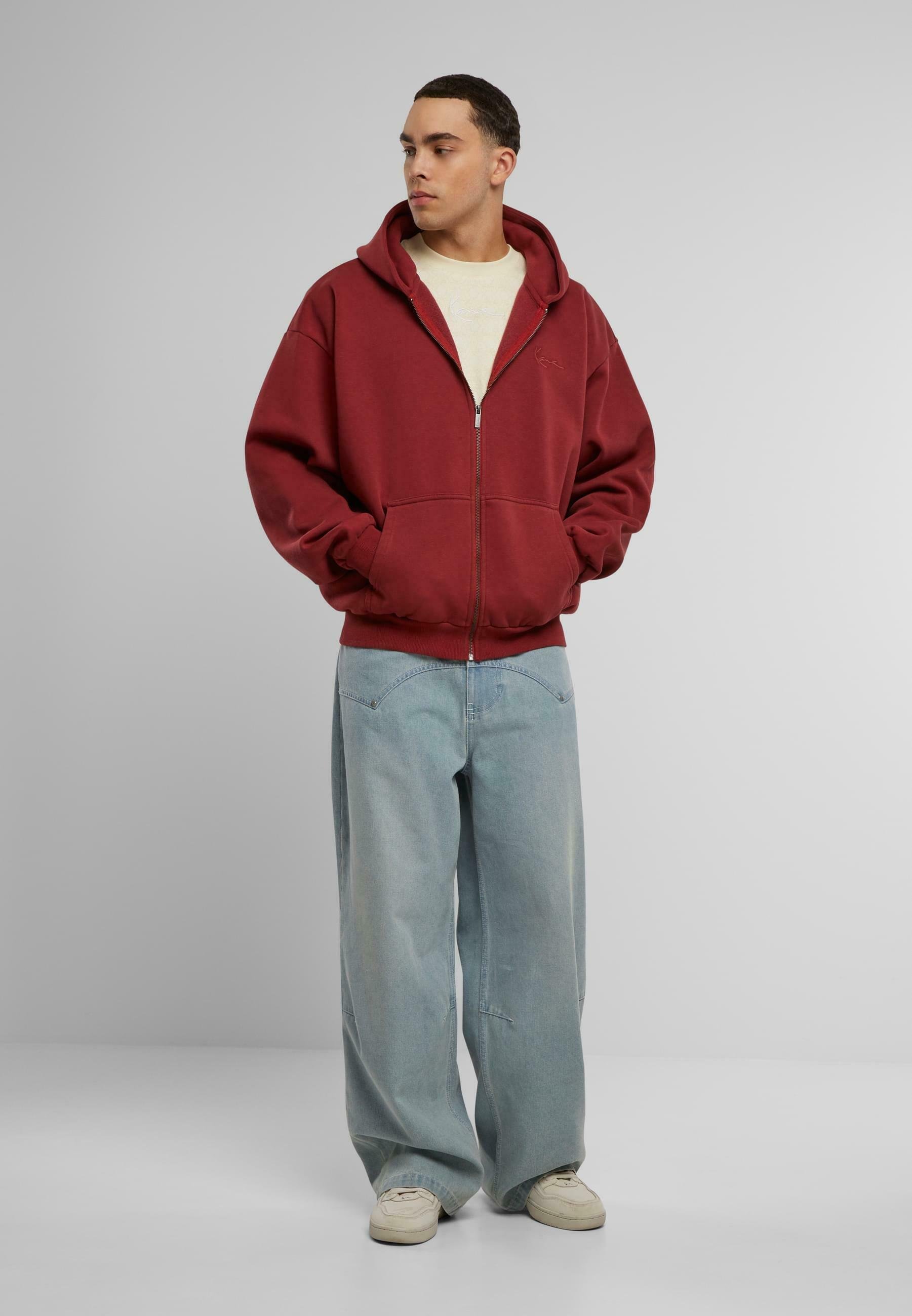 Sweat-shirt zippé Karl Kani - rouge foncé