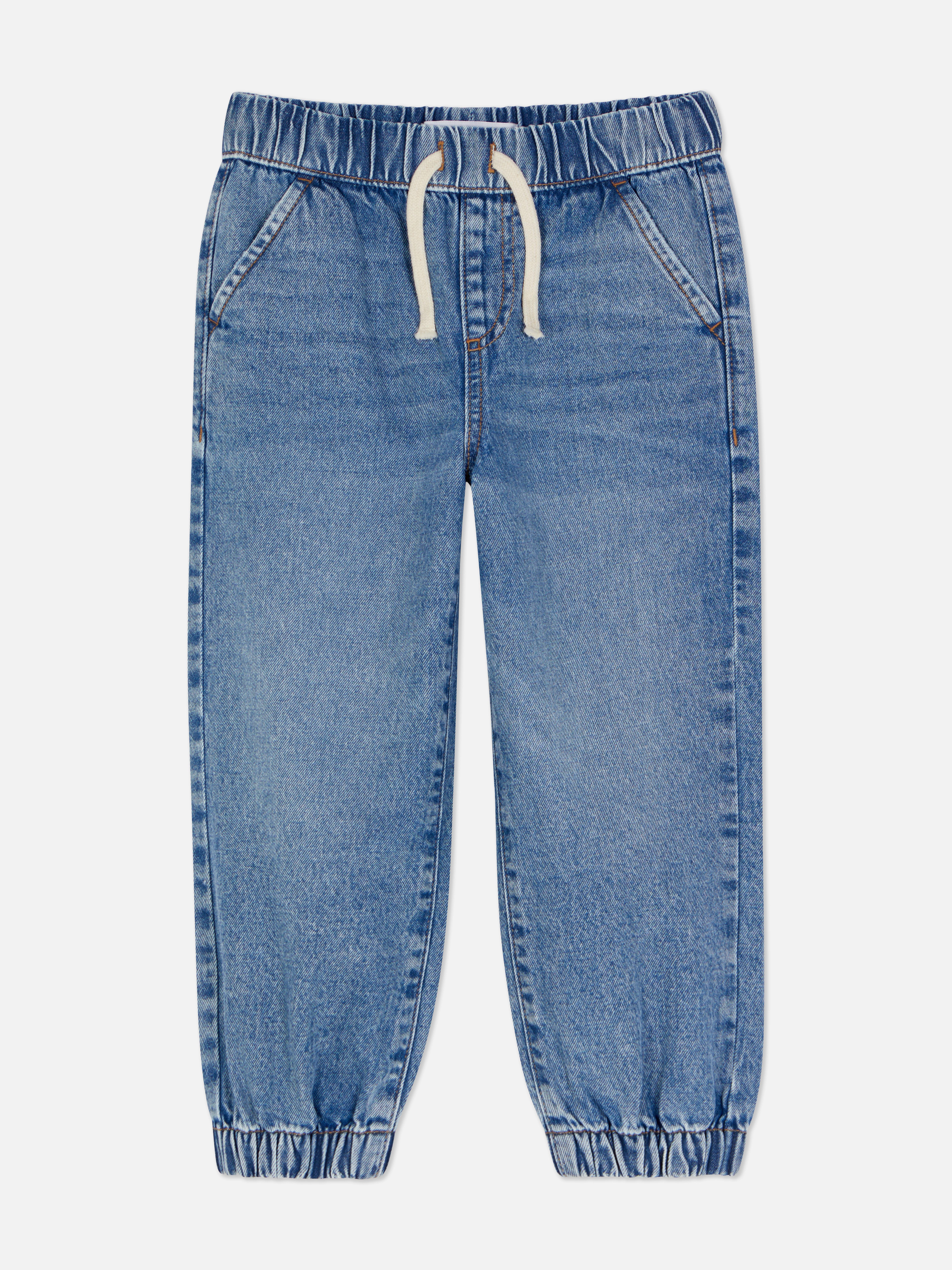 Joggingjeans Een joggingjeans met zakken, enkelboorden en trekkoord in de taille