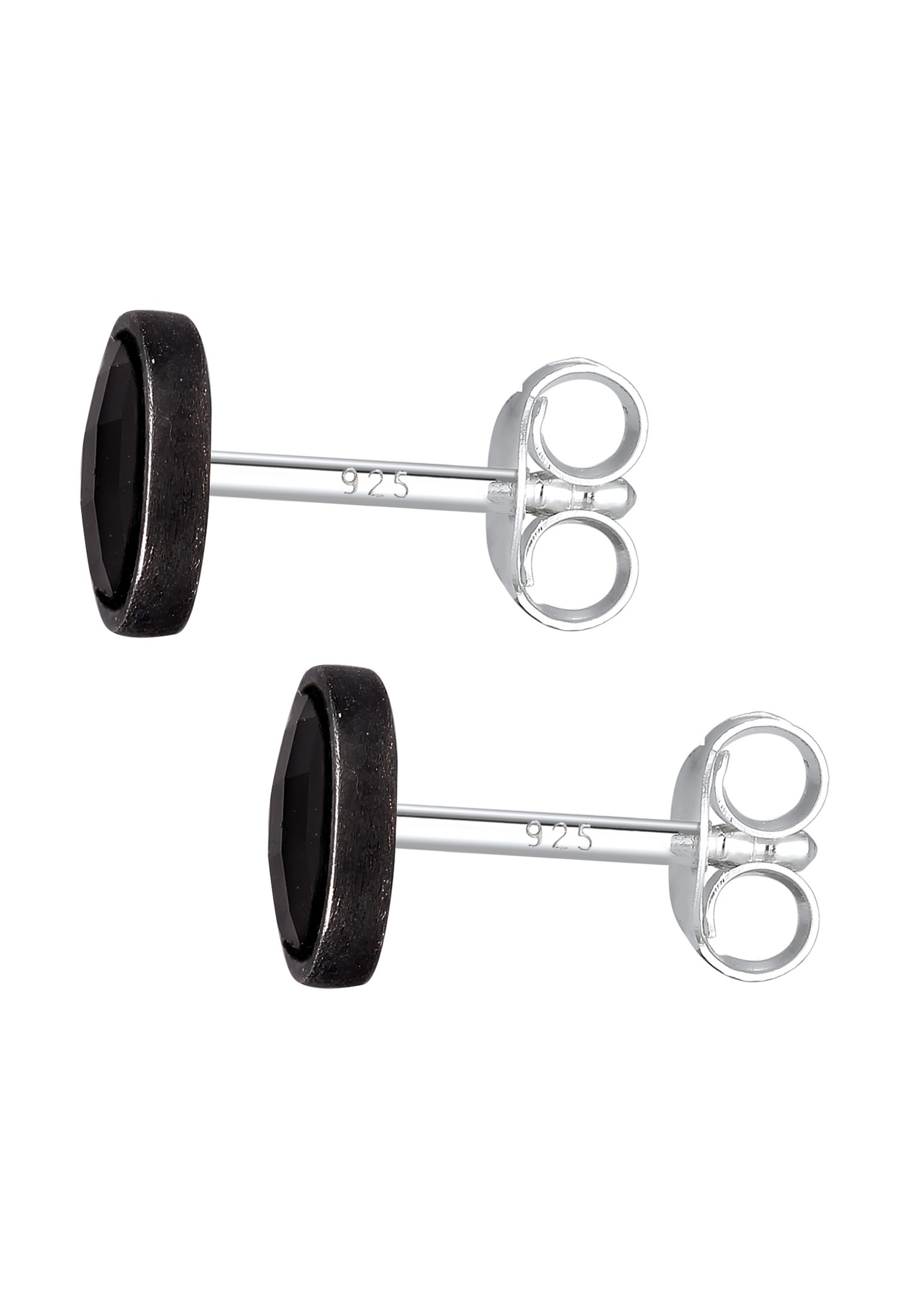 KUZZOI Kuzzoi Boucles d'oreilles Hommes Cristaux Swarovski Ronds Noirs Argent Sterling 925 Party / Nouvel An