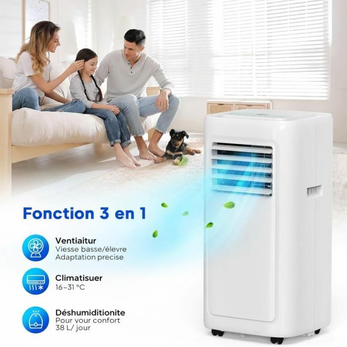 Condizionatore d'aria portatile da 8000 BTU - Timer 24 ore - Telecomando e controllo tramite app intelligente