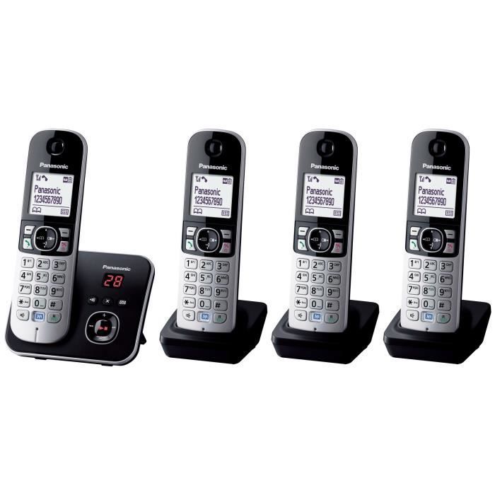 Panasonic KXTG6824FRB Schnurloses Digitaltelefon – Anrufbeantworter – 120 Nummern – LCD-Display