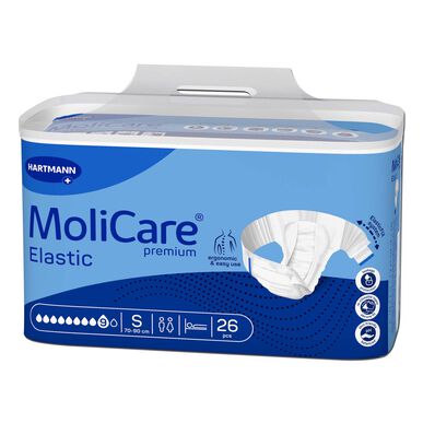 Molicare autiņbiksītes urīna nesaturēšanai, 9 pilieni, elastīgās, S, 26 vienības, 26 vienības