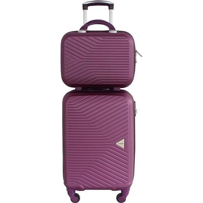 Maleta de cabina y neceser Alistair S - Colección Iron - 4 ruedas - ABS ultrarresistente - Negro